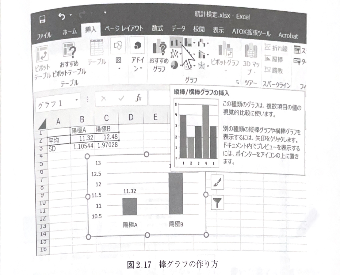 図2.17 棒グラフの作り方