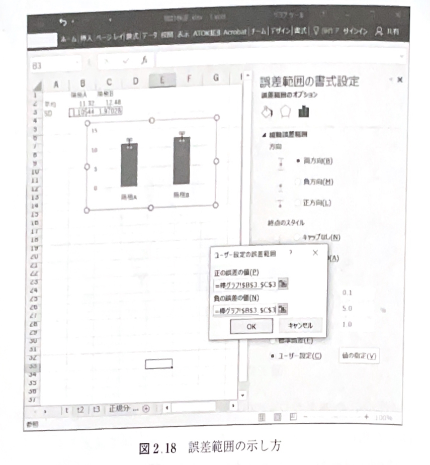 図2.18 誤差範囲の示し方